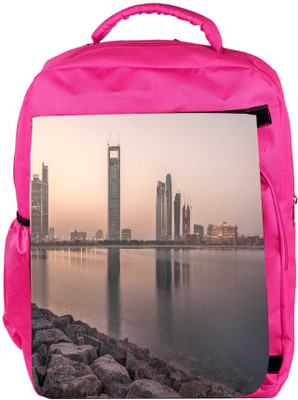 

Snoogg Eco Friendly Canvas Building Near Lake Side Designer Backpack Rucksack School Travel Unisex Casual Canvas Bag Bookbag Satchel 5 L Backpack(Pink)