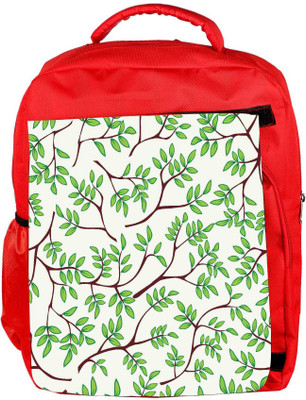 

Snoogg Eco Friendly Canvas Green Leaves Pattern Cream Designer Backpack Rucksack School Travel Unisex Casual Canvas Bag Bookbag Satchel 5 L Backpack(Red)