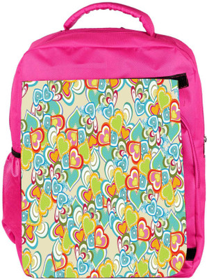 

Snoogg Eco Friendly Canvas Abstract Multicolor Hearts Designer Backpack Rucksack School Travel Unisex Casual Canvas Bag Bookbag Satchel 5 L Backpack(Pink)