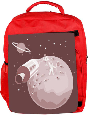 

Snoogg Eco Friendly Canvas Astronaut Landing On Moon Retro Backpack Rucksack School Travel Unisex Casual Canvas Bag Bookbag Satchel 5 L Backpack(Red)