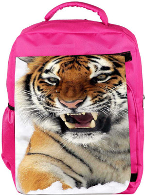 

Snoogg Eco Friendly Canvas Tiger Hunger Backpack Rucksack School Travel Unisex Casual Canvas Bag Bookbag Satchel 5 L Backpack(Pink)