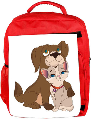 

Snoogg Eco Friendly Canvas Cat And Dog Love Backpack Rucksack School Travel Unisex Casual Canvas Bag Bookbag Satchel 5 L Backpack(Red)