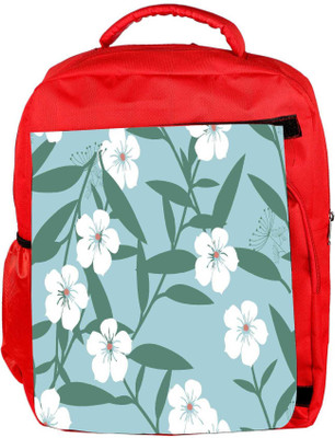 

Snoogg Eco Friendly Canvas White Flower And Green Designer Backpack Rucksack School Travel Unisex Casual Canvas Bag Bookbag Satchel 5 L Backpack(Red)