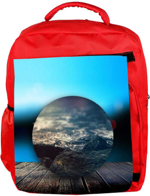 

Snoogg Eco Friendly Canvas Circled Beach On The Deck 2603 Backpack Rucksack School Travel Unisex Casual Canvas Bag Bookbag Satchel 5 L Backpack(Red)