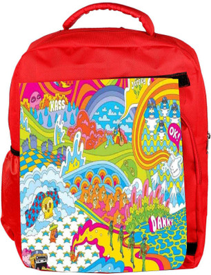 

Snoogg Eco Friendly Canvas Hippie Trip 2852 Backpack Rucksack School Travel Unisex Casual Canvas Bag Bookbag Satchel 5 L Backpack(Red)
