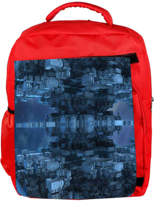 

Snoogg Eco Friendly Canvas Cuboid Building 2614 Backpack Rucksack School Travel Unisex Casual Canvas Bag Bookbag Satchel 5 L Backpack(Red)