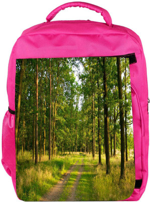 

Snoogg Eco Friendly Canvas Greeny Forest Designer Backpack Rucksack School Travel Unisex Casual Canvas Bag Bookbag Satchel 5 L Backpack(Pink)