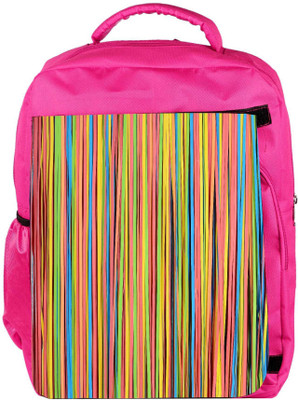 

Snoogg Eco Friendly Canvas Colorful Strips Designer Backpack Rucksack School Travel Unisex Casual Canvas Bag Bookbag Satchel 5 L Backpack(Pink)