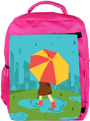 

Snoogg Eco Friendly Canvas Abstract Rainy Season Background With Waterdrops And Clouds Backpack Rucksack School Travel Unisex Casual Canvas Bag Bookbag Satchel 5 L Backpack(Pink)
