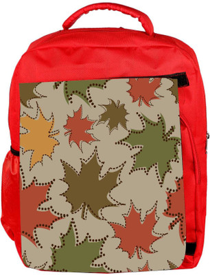 

Snoogg Eco Friendly Canvas Mixed Color Leaves Designer Backpack Rucksack School Travel Unisex Casual Canvas Bag Bookbag Satchel 5 L Backpack(Red)