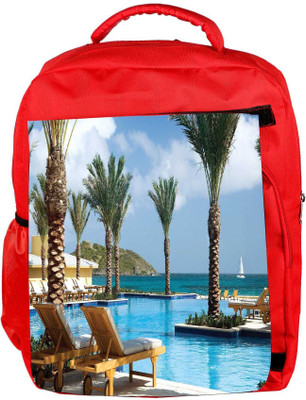 

Snoogg Eco Friendly Canvas Tree In The Pool Designer Backpack Rucksack School Travel Unisex Casual Canvas Bag Bookbag Satchel 5 L Backpack(Red)