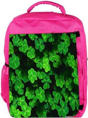 

Snoogg Eco Friendly Canvas Green Petals Designer Backpack Rucksack School Travel Unisex Casual Canvas Bag Bookbag Satchel 5 L Backpack(Pink)