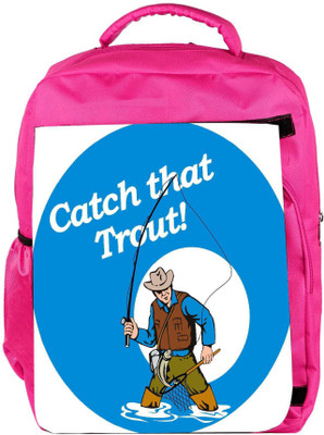

Snoogg Eco Friendly Canvas Fly Fisherman Fishing Catching Trout Fish Rod Reel Backpack Rucksack School Travel Unisex Casual Canvas Bag Bookbag Satchel 5 L Backpack(Pink)
