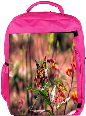 

Snoogg Eco Friendly Canvas Butterfly Sitting In Red Flower Designer Backpack Rucksack School Travel Unisex Casual Canvas Bag Bookbag Satchel 5 L Backpack(Pink)