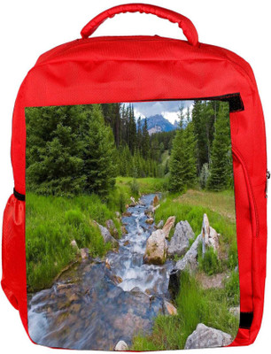 

Snoogg Eco Friendly Canvas Water Flowing Through The Garden Designer Backpack Rucksack School Travel Unisex Casual Canvas Bag Bookbag Satchel 5 L Backpack(Red)