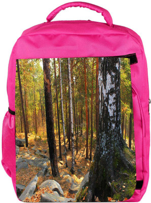 

Snoogg Eco Friendly Canvas Black Stones In Forest Designer Backpack Rucksack School Travel Unisex Casual Canvas Bag Bookbag Satchel 5 L Backpack(Pink)