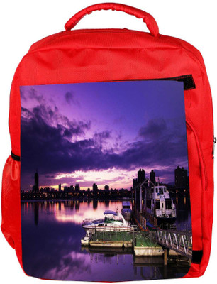 

Snoogg Eco Friendly Canvas Nite Sea View Designer Backpack Rucksack School Travel Unisex Casual Canvas Bag Bookbag Satchel 5 L Backpack(Red)