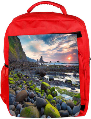 

Snoogg Eco Friendly Canvas Green Pebble Stone Designer Backpack Rucksack School Travel Unisex Casual Canvas Bag Bookbag Satchel 5 L Backpack(Red)