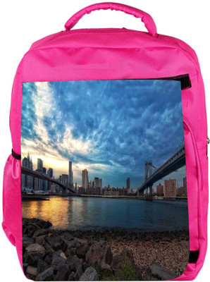 

Snoogg Eco Friendly Canvas New York Lake View Designer Backpack Rucksack School Travel Unisex Casual Canvas Bag Bookbag Satchel 5 L Backpack(Pink)