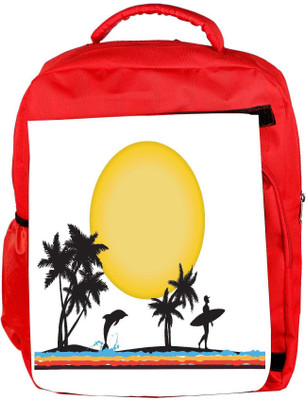 

Snoogg Eco Friendly Canvas Tropical Illustration Backpack Rucksack School Travel Unisex Casual Canvas Bag Bookbag Satchel 5 L Backpack(Red)