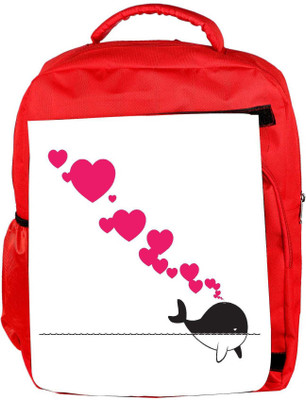 

Snoogg Eco Friendly Canvas Abstract Illustration Of Whale With Hearts Backpack Rucksack School Travel Unisex Casual Canvas Bag Bookbag Satchel 5 L Backpack(Red)
