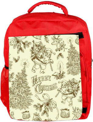 

Snoogg Eco Friendly Canvas Merry Christmas Designer Backpack Rucksack School Travel Unisex Casual Canvas Bag Bookbag Satchel 5 L Backpack(Red)