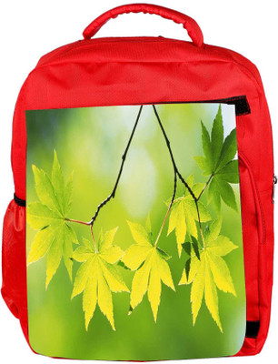 

Snoogg Eco Friendly Canvas Neem Leaves Designer Backpack Rucksack School Travel Unisex Casual Canvas Bag Bookbag Satchel 5 L Backpack(Red)