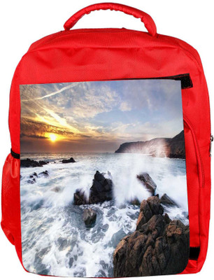 

Snoogg Eco Friendly Canvas Water Hitting The Stone Designer Backpack Rucksack School Travel Unisex Casual Canvas Bag Bookbag Satchel 5 L Backpack(Red)