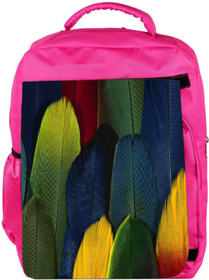 

Snoogg Eco Friendly Canvas Colorful Feathers Designer Backpack Rucksack School Travel Unisex Casual Canvas Bag Bookbag Satchel 5 L Backpack(Pink)