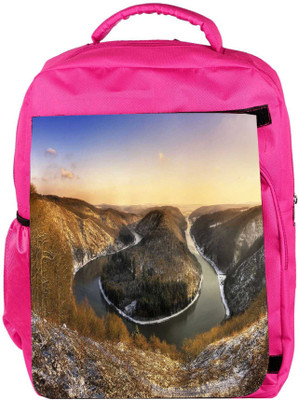 

Snoogg Eco Friendly Canvas Zig Zag Lake Designer Backpack Rucksack School Travel Unisex Casual Canvas Bag Bookbag Satchel 5 L Backpack(Pink)