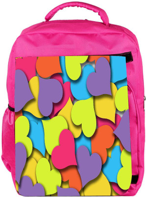 

Snoogg Eco Friendly Canvas Multiple Hearts Designer Backpack Rucksack School Travel Unisex Casual Canvas Bag Bookbag Satchel 5 L Backpack(Pink)