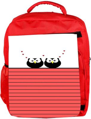 

Snoogg Eco Friendly Canvas Love Owl Birds Backpack Rucksack School Travel Unisex Casual Canvas Bag Bookbag Satchel 5 L Backpack(Red)
