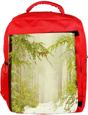

Snoogg Eco Friendly Canvas Snowfall In Forest Designer Backpack Rucksack School Travel Unisex Casual Canvas Bag Bookbag Satchel 5 L Backpack(Red)