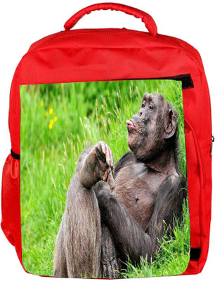 

Snoogg Eco Friendly Canvas Teasing Chimpanese Designer Backpack Rucksack School Travel Unisex Casual Canvas Bag Bookbag Satchel 5 L Backpack(Red)