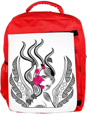 

Snoogg Eco Friendly Canvas Abstract Fairy With Red Flowers Backpack Rucksack School Travel Unisex Casual Canvas Bag Bookbag Satchel 5 L Backpack(Red)