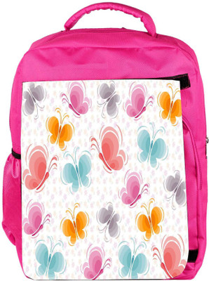 

Snoogg Eco Friendly Canvas Colourful Butterflies Designer Backpack Rucksack School Travel Unisex Casual Canvas Bag Bookbag Satchel 5 L Backpack(Pink)