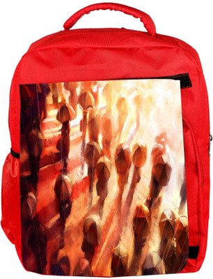 Snoogg Eco Friendly Canvas People In The Rain 2678 Backpack Rucksack School Travel Unisex Casual Canvas Bag Bookbag Satchel 5 L Backpack(Red)