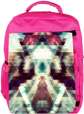 

Snoogg Eco Friendly Canvas Triangle Mosaic Abstract Designer Backpack Rucksack School Travel Unisex Casual Canvas Bag Bookbag Satchel 5 L Backpack(Pink)