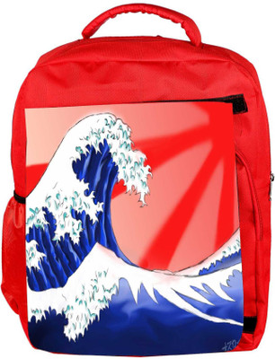 

Snoogg Eco Friendly Canvas Sea Waves Designer Backpack Rucksack School Travel Unisex Casual Canvas Bag Bookbag Satchel 5 L Backpack(Red)