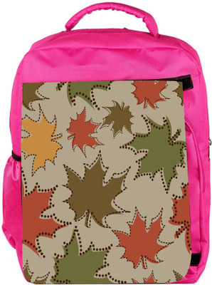 

Snoogg Eco Friendly Canvas Mixed Color Leaves Designer Backpack Rucksack School Travel Unisex Casual Canvas Bag Bookbag Satchel 5 L Backpack(Pink)