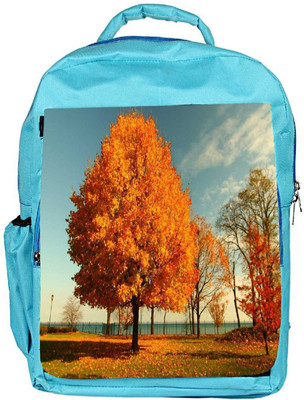 

Snoogg Eco Friendly Canvas Orange Leaves In Trees Designer Backpack Rucksack School Travel Unisex Casual Canvas Bag Bookbag Satchel 5 L Backpack(Blue)