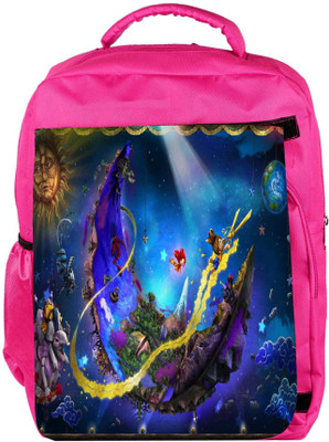 

Snoogg Eco Friendly Canvas Puppeteer In The Moon Designer Backpack Rucksack School Travel Unisex Casual Canvas Bag Bookbag Satchel 5 L Backpack(Pink)
