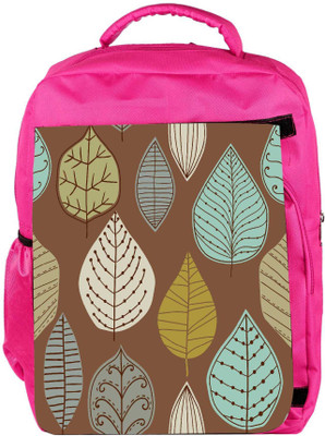 

Snoogg Eco Friendly Canvas Colorful Leaves Brown Designer Backpack Rucksack School Travel Unisex Casual Canvas Bag Bookbag Satchel 5 L Backpack(Pink)