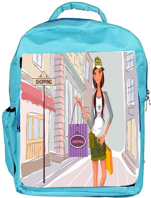 

Snoogg Eco Friendly Canvas Girl Shopping Designer Backpack Rucksack School Travel Unisex Casual Canvas Bag Bookbag Satchel 5 L Backpack(Blue)
