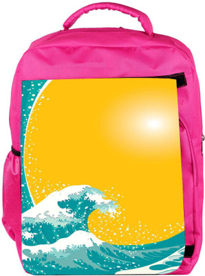 

Snoogg Eco Friendly Canvas The Great Wave Vector Background Backpack Rucksack School Travel Unisex Casual Canvas Bag Bookbag Satchel 5 L Backpack(Pink)