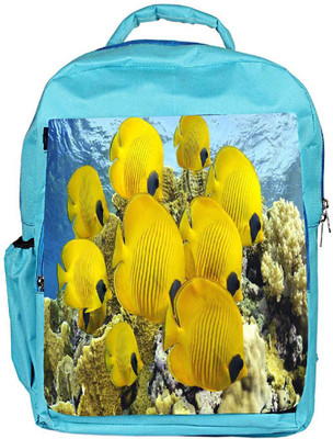 Snoogg Eco Friendly Canvas Yellow Fish Designer Backpack Rucksack School Travel Unisex Casual Canvas Bag Bookbag Satchel 5 L Backpack(Blue)
