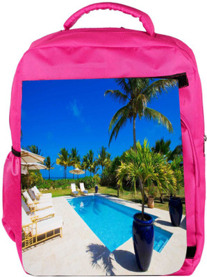 

Snoogg Eco Friendly Canvas Blue Water Designer Backpack Rucksack School Travel Unisex Casual Canvas Bag Bookbag Satchel 5 L Backpack(Pink)