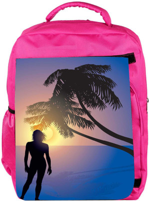 

Snoogg Eco Friendly Canvas Tropical Sunrise Backpack Rucksack School Travel Unisex Casual Canvas Bag Bookbag Satchel 5 L Backpack(Pink)