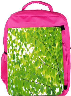 

Snoogg Eco Friendly Canvas Green Leaves Designer Backpack Rucksack School Travel Unisex Casual Canvas Bag Bookbag Satchel 5 L Backpack(Pink)