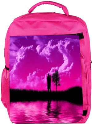 

Snoogg Eco Friendly Canvas Loving Couple Designer Backpack Rucksack School Travel Unisex Casual Canvas Bag Bookbag Satchel 5 L Backpack(Pink)